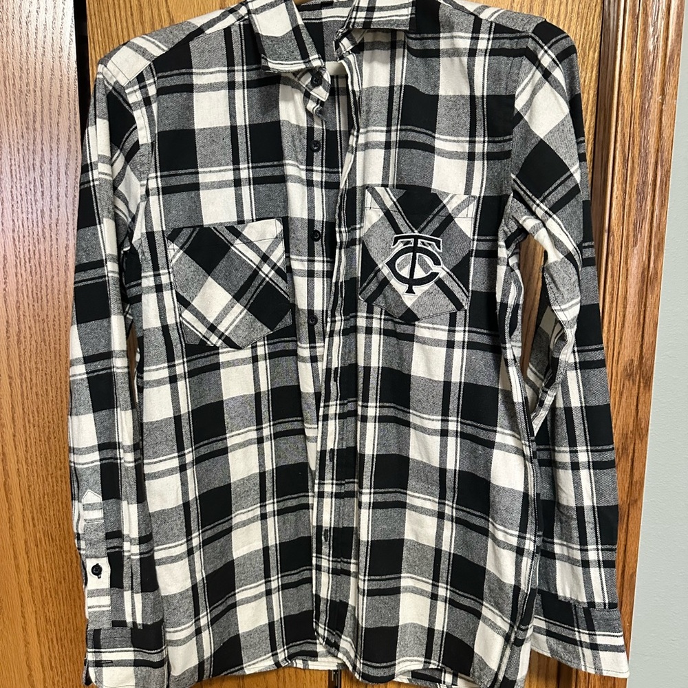 Minnesota Twins Black and White Plaid Shirt